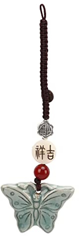 Pendentif porte-clés en forme de papillon, porte-clés en perles de porcelaine vintage, joli porte-clés délicat à faire soi-même avec boîte de rangement, accessoire rétro élégant