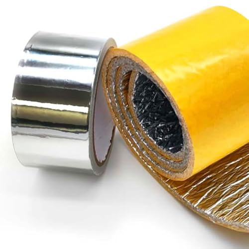 Kit para aislamiento sonoro de tuberías y bajantes: Banda de aislante acústico autoadhesivo 100% aluminio (2,5m x 10 cm) + Cinta de aluminio (10 m)