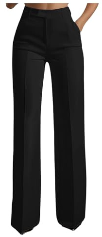 Pantalones Mujer Verano Anchos Cintura Alta Pantalon Negros Mujer Vestir, Pantalones Vestir Trabajo Elegante Casual, Pantalone Largos De Palazzo Formal Ideal para Oficina Trabajo Eventos Negocios