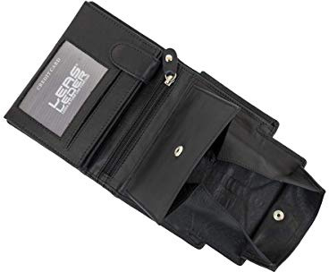 LEAS Wiener-Kombibörse RFID Schutz mit Geheimfach im Scheinfach und XXL Kleingeldfach Echt-Leder, schwarz - Special Edition