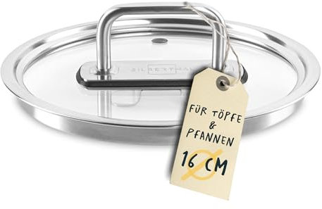 SILBERTHAL Topfdeckel 16cm Glas mit Dampfloch und Edelstahl Griff - Universaldeckel