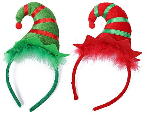 Diadema de Navidad 2 Pcs Diadema de pelo de duende lindo Diadema Disfraz de Navidad Vestir Accesorio para el cabello para niñas Niños Mujeres Fiesta Celebración Disfraces Disfraces Decoración festiva