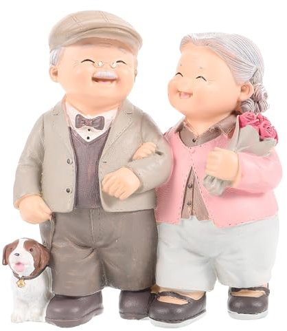 Veemoon Kunstharz Großeltern Statue：Liebevolles älteres Paar Figuren Miniatur Paar Statue - Sweet Together Skulptur Für Jahrestag Hochzeit Geburtstag