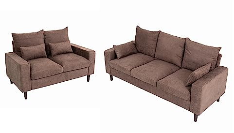 Panana Fabric sofas - 3 & 2 seater sofa settee- 3 seater and 2 seater Sofa sets For Living Room, Brown