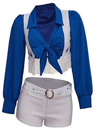 MyheroCos Women's Field Star Sexy Cheerleader Costume High School Girls Cheerleading Uniform Sports Team Two Piece Set (L)