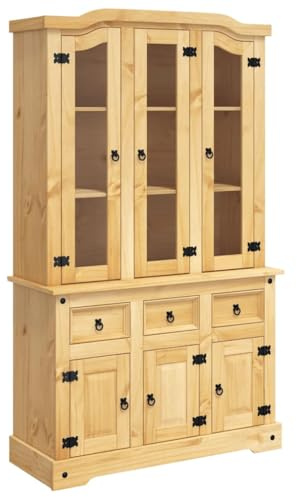 vidaXL Highboard - Spacious Storage with Shelves and Drawers - Solid Pine Wood, Rustic Design - Honey Brown