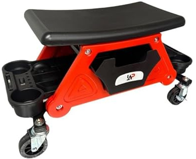 Lave Auto Pro - Chaise Atelier Ergonomique avec roulettes – Tabouret Mecanicien pour Detailing avec Rangement intégré – Tabouret Atelier pour travaux de précision sur Surfaces Basses