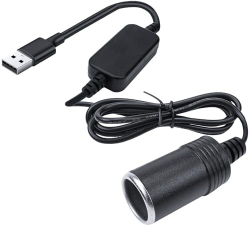 Adaptador USB a Mechero Hembra 12V Adaptador de Encendedor de Cigarrillos USB con Pantalla de Voltímetro para Cámara de Coche GPS Grabadora de Coche etc