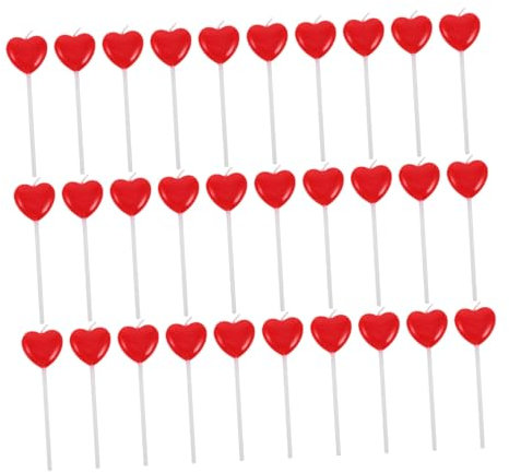 PRETYZOOM Candele a Forma di Cuore Rosso per Torta di Compleanno e Decorazioni Matrimonio Romantiche, 50 Pezzi per Feste, Festa degli Innamorati e Anniversari, Design Raffinato e Decorativo