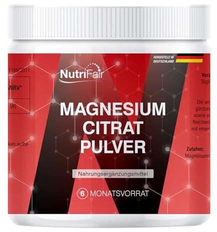 Nutrifair Magnesio citrato in polvere, 400g, Altamente dosato, 100% Vegano, produzione tedesca e test di laboratorio, Premium & Equo