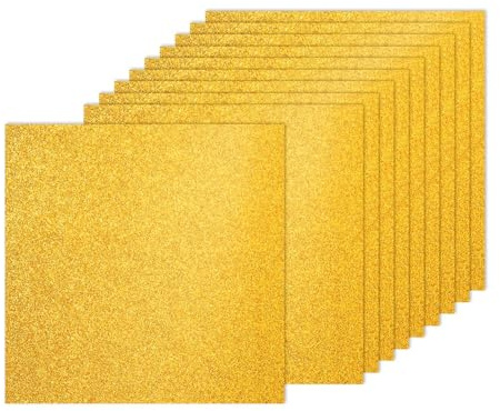 PATIKIL 40 ark guldglitterkartong, 30 x 30 cm glitterpapper kartong glänsande klippbok 250 gsm glitterpapper stort skimmer för pyssel scrapbook gör-det-själv konst bröllop fest