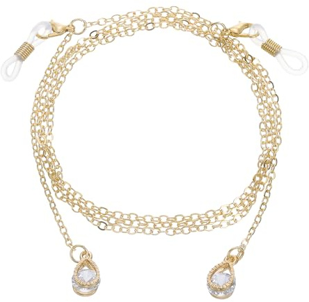 QUARKZMAN Collana Per Occhiali Con Perline, Collana Per Occhiali A Goccia Portaocchiali Cordino Per Occhiali Fermagli Per Occhiali Al Collo Catene Per Occhiali Da Sole Per Donne Ragazze, Oro