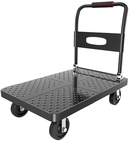 Chariot à plateforme pliable robuste avec roues pivotantes à 360° pour soulever et charger des objets lourds jusqu'à 220 kg