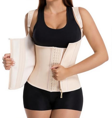ZCJ Fajas Reductoras Mujer Cinturilla Reloj de Arena - Faja Colombiana Postparto Moldeadora Abdomen con Soporte Lumbar y Ajuste Fuerte, M Beige