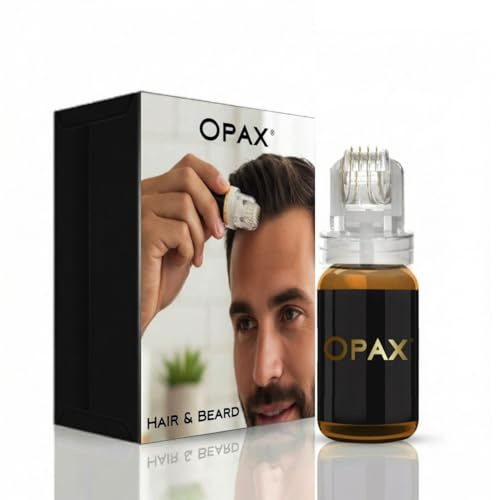 Opax Dermaroller Capelli 0.25mm con Siero Crescita Capelli 10ml, Microneedling Capelli, Derma Roller, Siero Sopracciglia, Ideale per Ricrescita Capelli Uomo, Barba - Adatto A Lui & Lei - Made In Italy