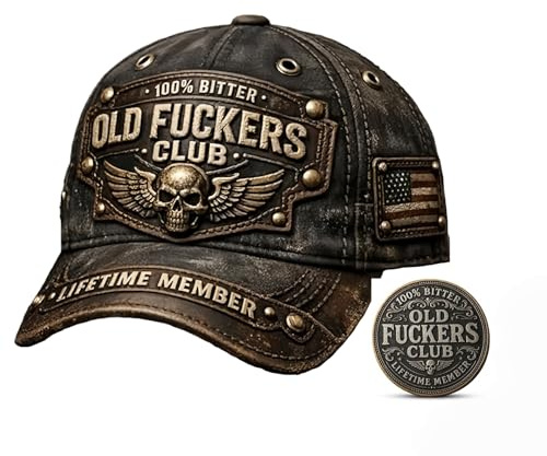 Old Fuckers Club-vintage basebollkeps, Deal Grumpy gammal timer gåva för bitterveteraner svart