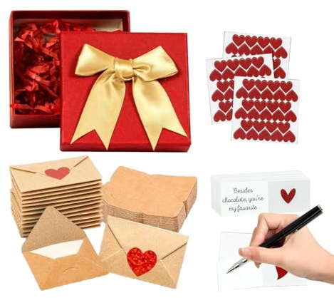 60pcs Diy Love Note Box, Mini Valentine's Day Cards Set With Envelope,blank Greeting Card And Heart Stickers, Cute Romantic Love Letter Envelope Set For Boyfriends And Girlfriends
