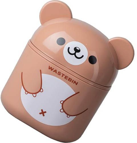 Zerodeko Mini Papelera de Escritorio Marrón de Plástico Pp con Tapa Abatible, Pequeña Papelera para Oficina y Dormitorio, Cubo de Basura Compacto para Papel y Desechos Pequeños, Uso
