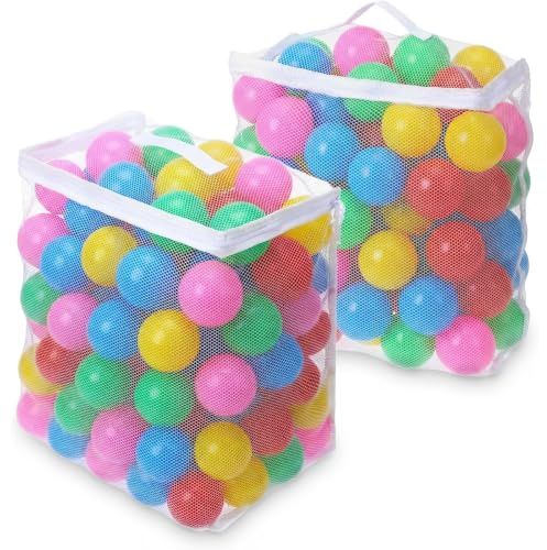 3PCS Ball Pit Balls Bags,Play Area Organizer,Reusable Storage Mesh Bag for Storage Colorful Ocean Pool Toys(Bags Only, Balls Not Included)