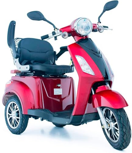 GREEN POWER Mobility Scooter Red ZT500-900W 3 Wheeled with Extra Accessories Package: Mobility Scooter Waterproof Cover, Phone Holder, Bottle Holder by Green Power (Red)