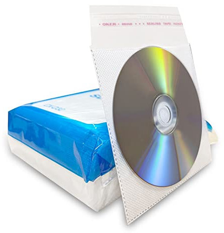 RICHEN CD Sleeve Case, Refill Plastic Sleeve for CD and DVD Storage Binders,100 Pack (White)