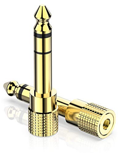 DIGITNOW! 2 adattatori jack da 6,35 mm (1/4) a 3,5 mm (1/8), per auricolari o altoparlanti placcati oro