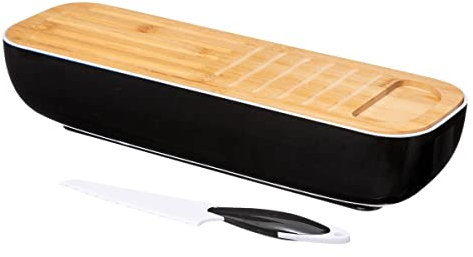 Five - Boîte à Pain pour Baguette avec Couteau et planche 40 x 12 x 8.5 cm collection Bambou cuisine
