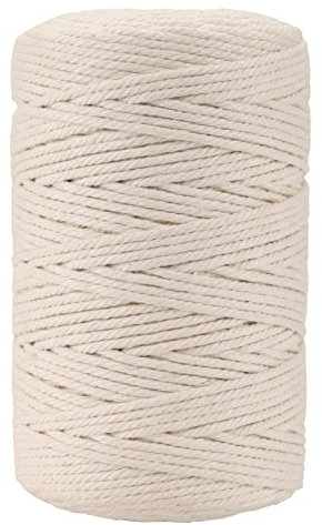 Boic Makramee Garn 3 mm x 200 m, Baumwolle Makramee Garn, Makramee Baumwollgarn für DIY Handwerk, Baumwollschnur Macrame Cord Basteln Weben, Vorhang Dekoration, Wohnzimmer Schlafzimmer, Beige