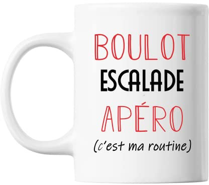Mug Escalade C'est ma Routine Blanc | Tasse Humour