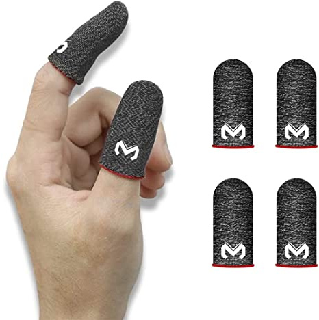 SIOPPKIK 4Pcs Dedales para Jugar al Movil Transpirable Gaming Disparos sensibles al Sudor para Cuchillos para iOS,PUBG Mobile Game Finger Sleeve,Anti-Sudor Pantalla táctil de Dedo Manga Transpirable