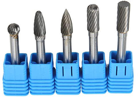 5PCS Single Cut Rotary Burr File Set, 5PCS Single Cut Rotary Burr File Set Tungsten Carbide 6mm 1/4in Shank Cutting Burr Set Fit for Polishing Grinding Woodworking Carving(ACDFG)-Auto Accessary