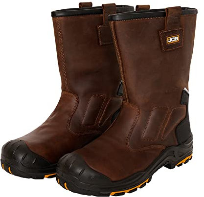 JCB - Denstone Brown Rigger Boot - 100% Metal Free - Boots for Men - Waterproof - Fibreglass Toecap - Men Shoes - Men's Work & Utility Footwear - 11