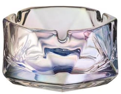 Uotyle Ashtray Round Glass Ashtray for Cigarettes 4.7 Dia Multicolour Crystal Glass Ashtray For Indoor/Outdoor/Living Room/Bar/Office/Restaurant