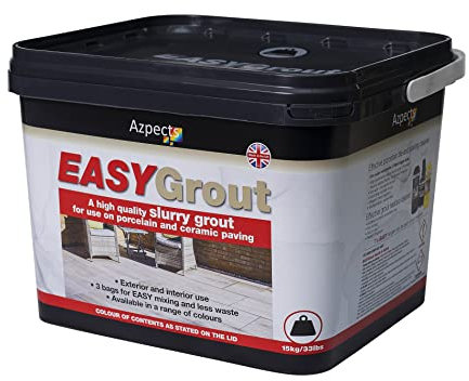 EASYGrout Slurry Patio Grout For Outdoor & Indoor Ceramic Or Porcelain Floor Tiles 15kg Flowable All Weather Paving Jointing Compound Easy Mix With Water, Covers Up To 20m² - Grafito