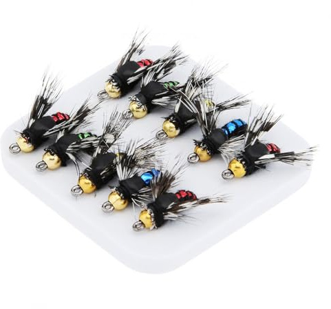OriGlam Confezione da 10 Esche da Pesca a Mosca - Kit Assortimento Fatto a Mano