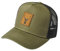 Kinder Trucker Cap : Hirsch (Patch) - Basecap Jagd Jungen - Jungjäger - Wander Mütze (Olivgrün-Schwarz)