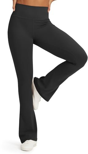 G4Free Leggings Damen Yogahose Hohe Taille Sport Leggings Hautgefühl Mini Schlaghose Bauchkontrolle Weich Sporthose für Sport Gym,Petite,Schwarz(Petite,Schwarz,S)