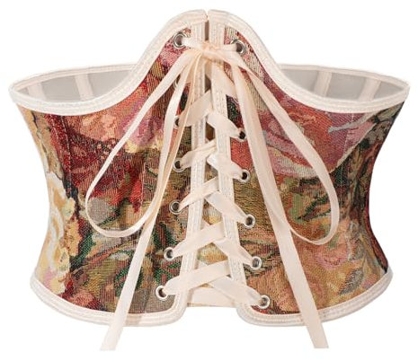 VONMELLI Renaissance Korsettgürtel für Damen Breiter Wlastischer Taillengürtel mit Schnürung Braun Passend für Taille 74-80cm