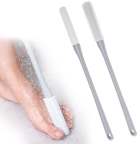 LUHOCIY 2 Pièces Silicone Brosse Pieds Douche, Toe Gap Cleaning Brush, Poignée Brosse de Nettoyage pour Pieds, pour Exfolier la Cuticule, Masser et Nettoyer les Crevasses des Orteils.