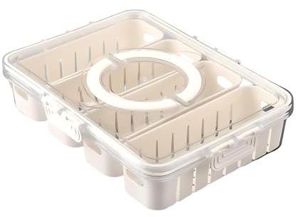 Bssowe Kylskåpslåda, snackslåda, delad serveringslåda med handtag, avtagbara durkslag för mellanmål, för 4 individuella fack, med familjesammankomster