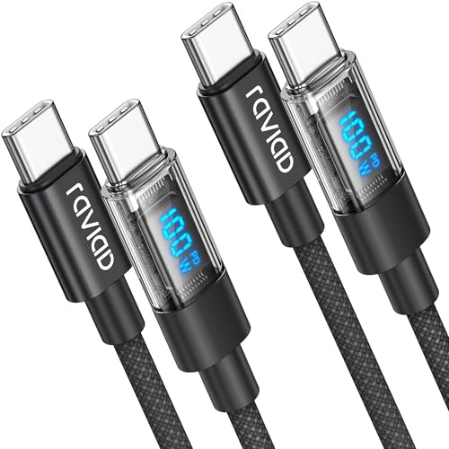 RAVIAD Cavo USB C USB C 100W [2Pezzi 1M] Cavo USB Type-C PD 5A Ricarica Rapida Cavo Tipo C con E-Mark Chip per iPhone 16/15/15 Pro/15 Pro Max, Galaxy S24/S23/S22, MacBook Pro, Pad Pro, Google Pixel