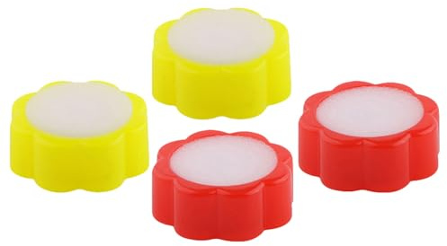 NIYANGLE Humedecedor de Dedos Esponjas Absorbentes en Forma de Flor, Tamaño Compacto 2.68x2.68x0.94 Pulgadas, Set de 4 Piezas (2 Rojas 2 Amarillas) para Contar Dinero y Sellar