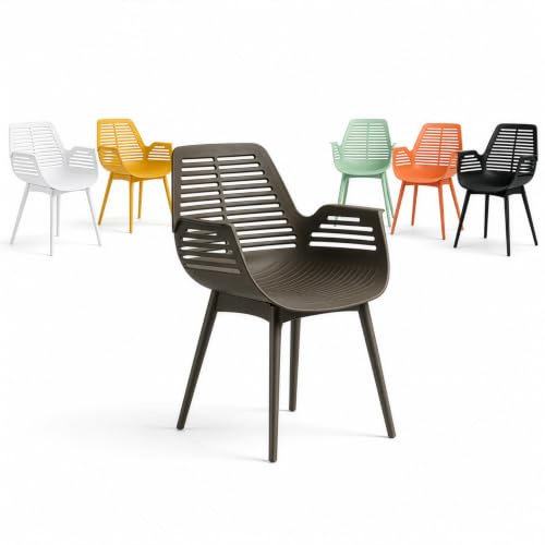 casa pura Chaise de jardin Mayfield Anthracite – Chaise design résistante aux intempéries avec accoudoirs, charge jusqu'à 150 kg, chaise de balcon, chaise de terrasse et chaise de jardin pour