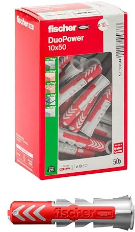 Fischer DuoPower 537644 - Tacos de pared (50 unidades, 10 x 50 mm)