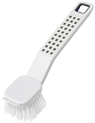 Addis Premium Soft Grip Washing Up Dish Brush With Scraper in White and Grey