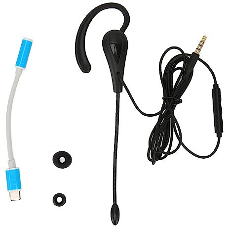 Auricular Individual, Auricular de una Oreja con Gancho, Auricular Mono con Cancelación de Ruido con Cable y Micrófono para Centro de Llamadas, Oficina, Servicio Al Cliente (Tipo-C)