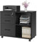 Panana Rollcontainer, Aktenschrank, Büroschrank mit 5 Rollen, 3 Schubladen und 2 offenen Fächern, für Büro, Zuhause, 79 x 40 x 66 cm (Schwarz)