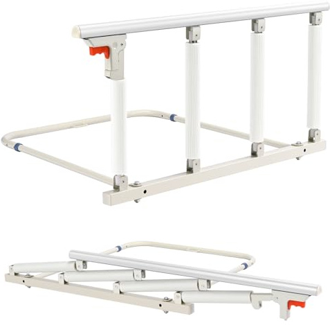 Ixdregan Bed Rails for Elderly Adults Safety, Folding Bedside Assist Rail Handle, Fall Prevention Safety Hand Guard Grab for Seniors, Fit King, Queen, Full, Twin (4 Handrails)