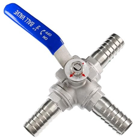 1 Pièces Vanne À Bille À 3 Voies, Tuyau À Trois Voies en Acier Inoxydable 304 Vanne À Bille for Connecteur Adaptateur d'eau (Color : L-Port, Size : 12mm)