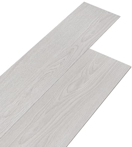 INMOZATA 36pcs Self Adhesive Floor Tiles Floor Tiles with Wood Effect Peel and Stick Floor Tiles 2.0 mm Thick for Kitchen Living Room and Bathroom Floor Planks(5.02㎡,White Grey)